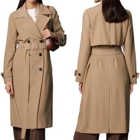 Avec Les Filles Camel Double-Breasted Trench Coat - Picture 4 of 4